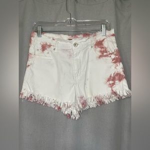 Pol Rose Pink Tye Dye Denim Shorts